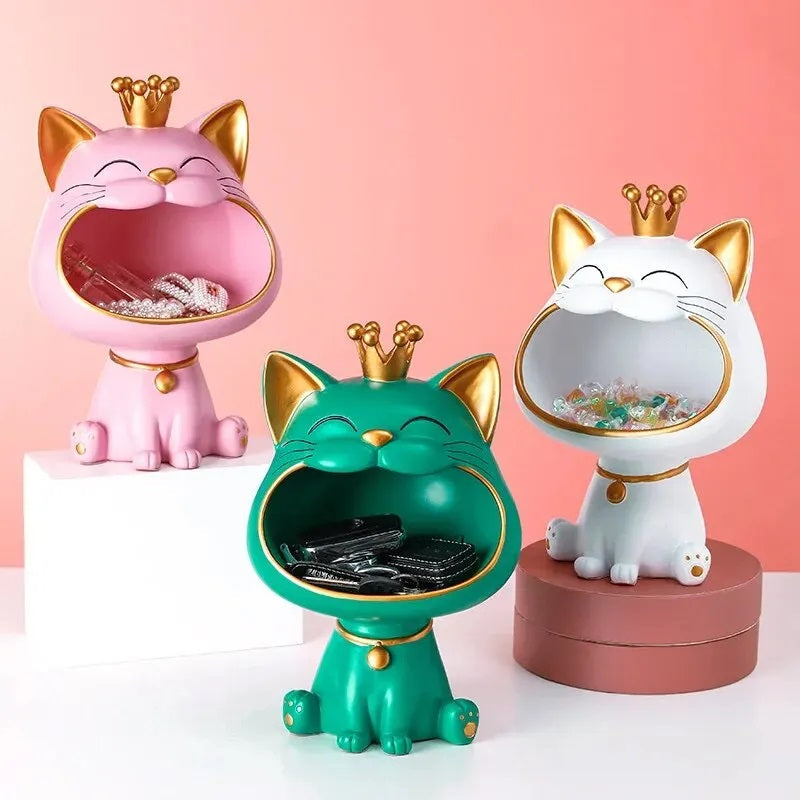Decorative Storage Jar Ceramic Lucky Cat Figurine