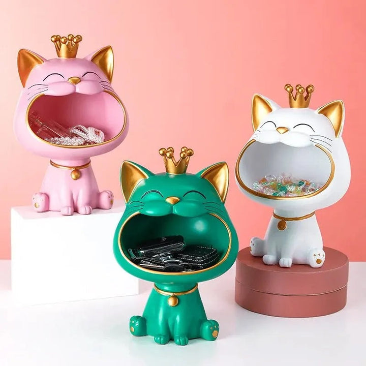 Decorative Storage Jar Ceramic Lucky Cat Figurine
