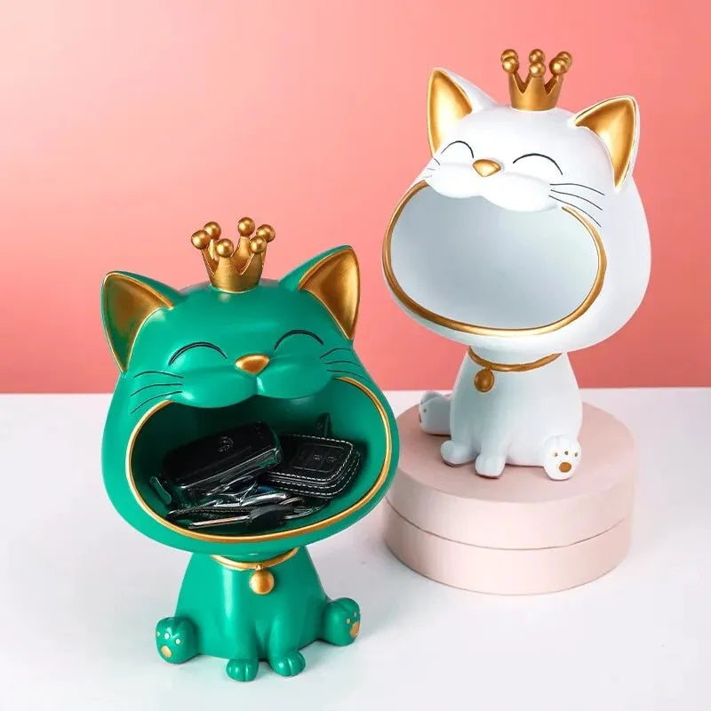 Decorative Storage Jar Ceramic Lucky Cat Figurine