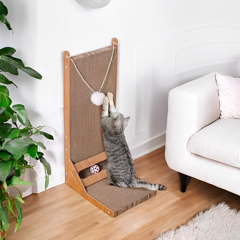 Pet Cat Scratcher L-Shaped Multi-Angle Design with Toy Ball - Lenila