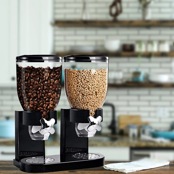 Dual Compartment Cereal Dispenser Plastic Dry Food Storage Container
