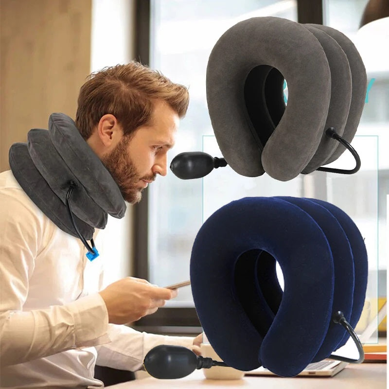 Inflatable Cervical Traction Neck Pillow Adjustable Support
