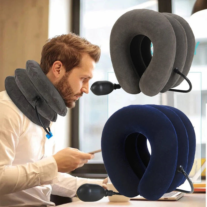 Inflatable Cervical Traction Neck Pillow Adjustable Support