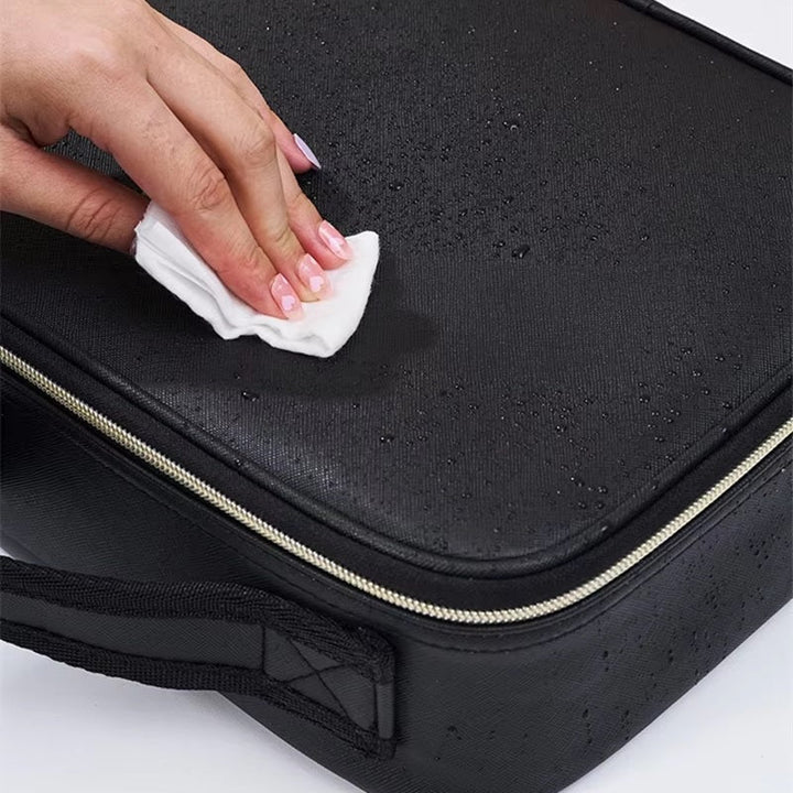Travel Makeup Bag with LED Mirror and Spacious Compartments