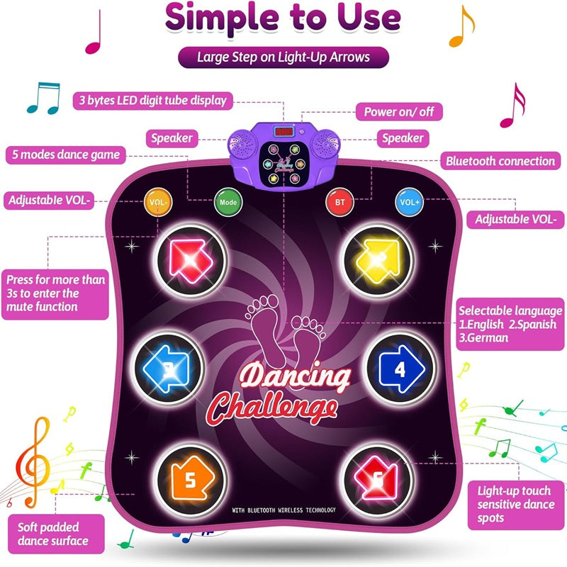 Kids Interactive Dance Mat with Adjustable Levels and Challenge