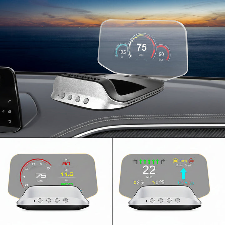 Car Head-Up Display GPS Navigation Speed Monitor Auto Brightness - Lenila