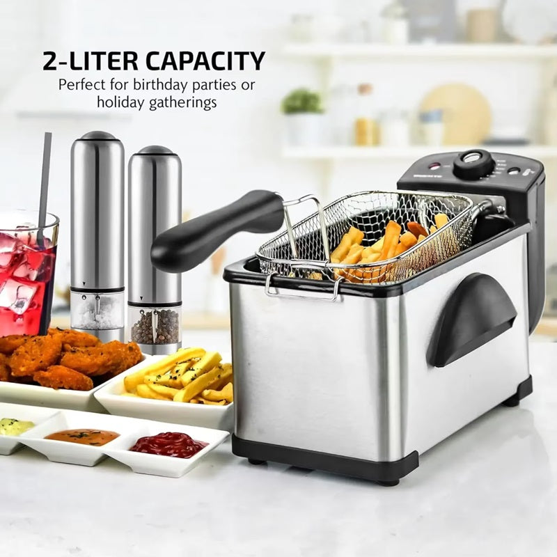 Electric Deep Fryer 2L Capacity Adjustable Temperature Control