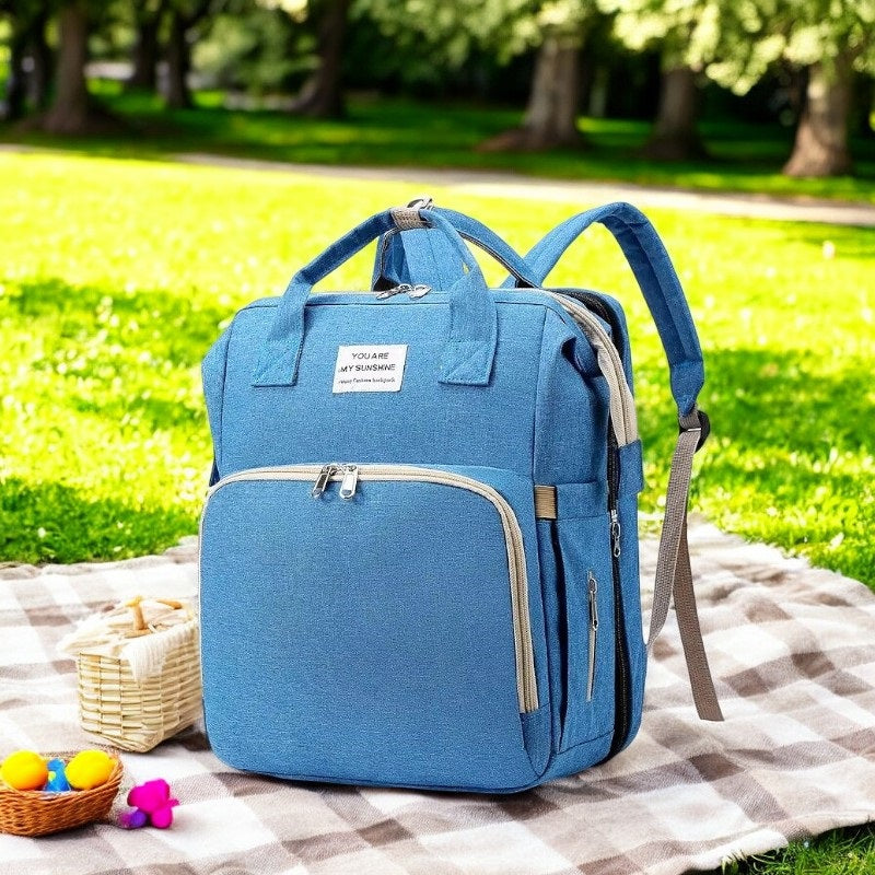 Diaper Bag with Foldable Crib and Changing Pad Multifunctional