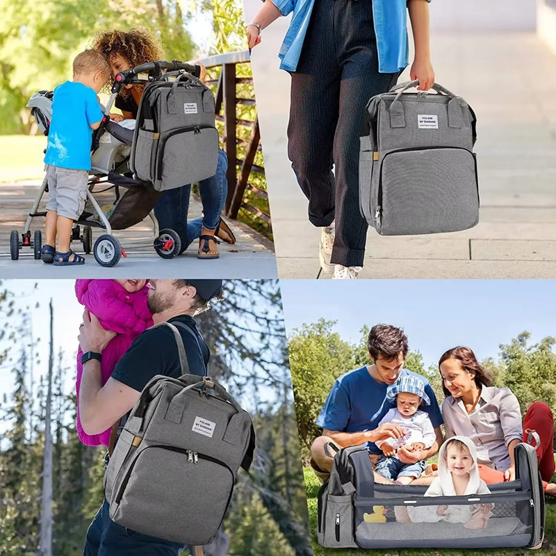 Diaper Bag with Foldable Crib and Changing Pad Multifunctional