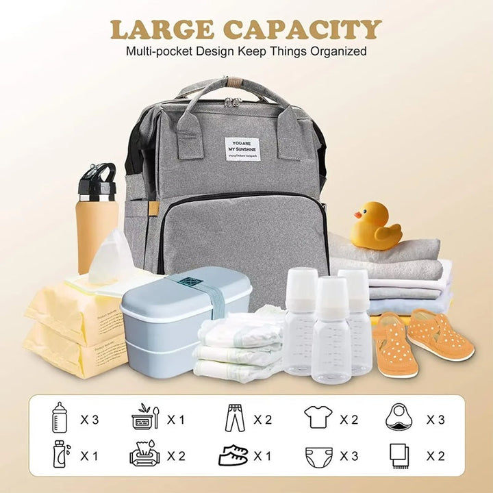 Diaper Bag with Foldable Crib and Changing Pad Multifunctional