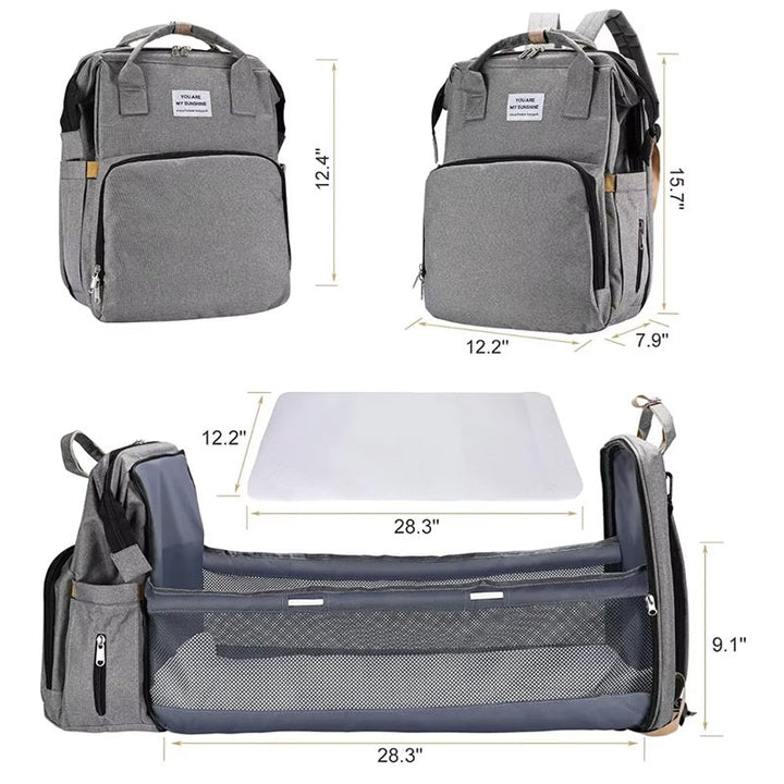 Diaper Bag with Foldable Crib and Changing Pad Multifunctional