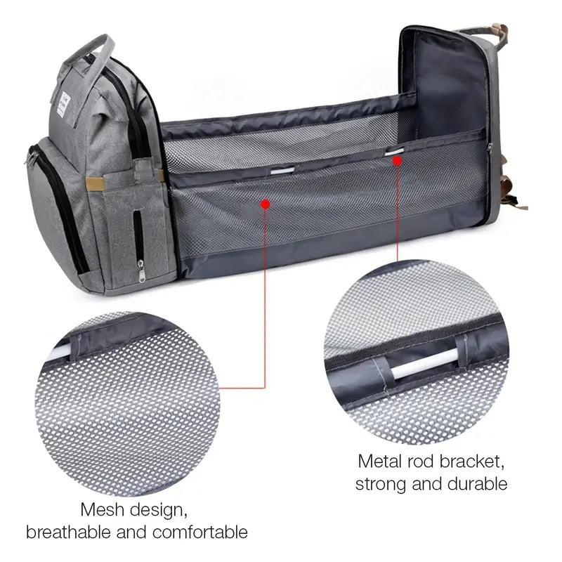 Diaper Bag with Foldable Crib and Changing Pad Multifunctional