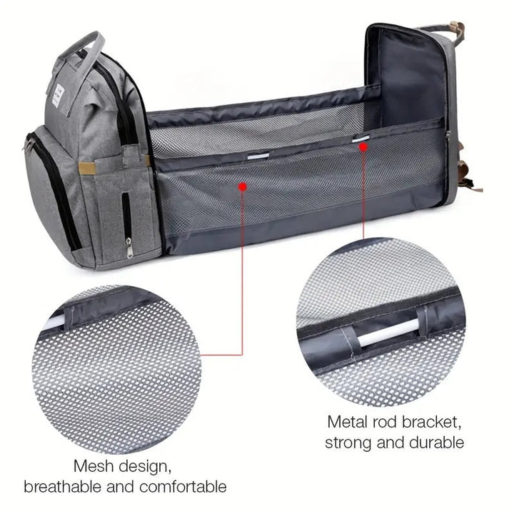 Diaper Bag with Foldable Crib and Changing Pad Multifunctional