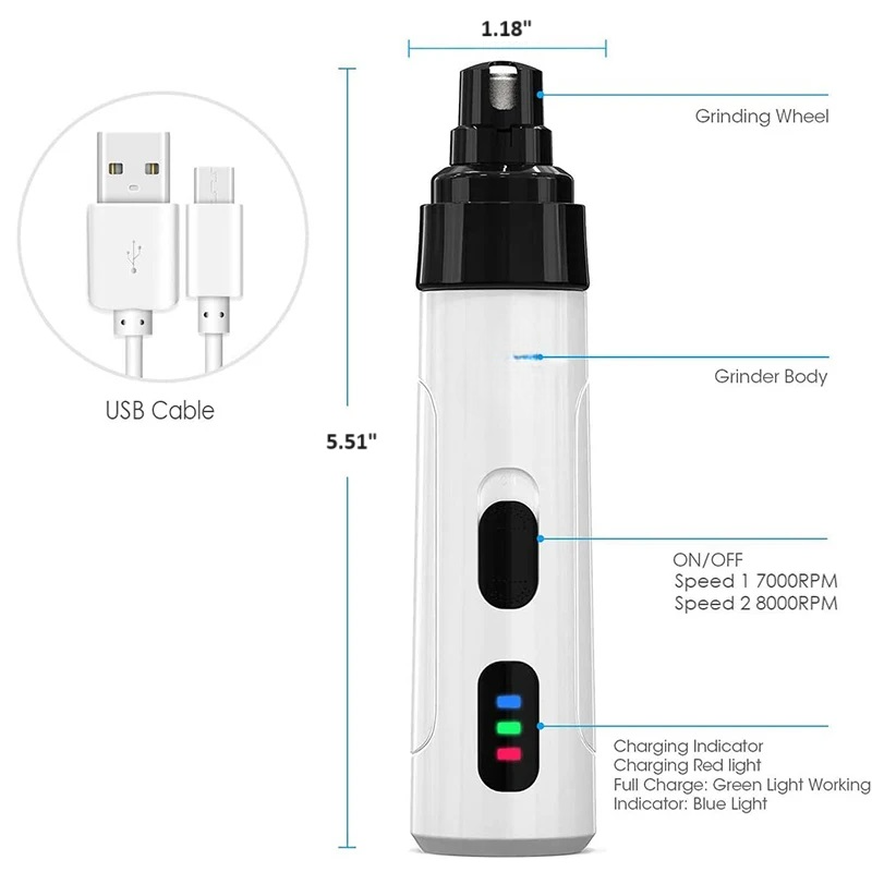 Electric Dog Nail Trimmer Grooming Tool Cordless