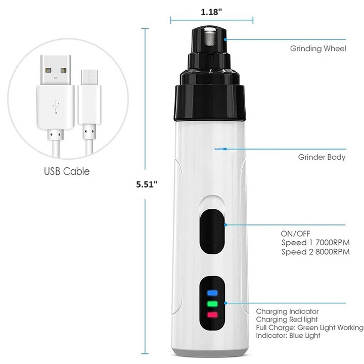 Electric Dog Nail Trimmer Grooming Tool Cordless