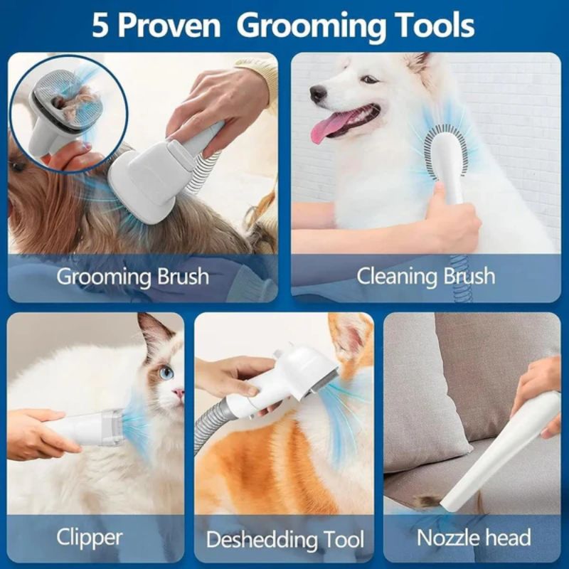 Pet Grooming Kit with Hair Vacuum and Clipping Tools 5-in-1