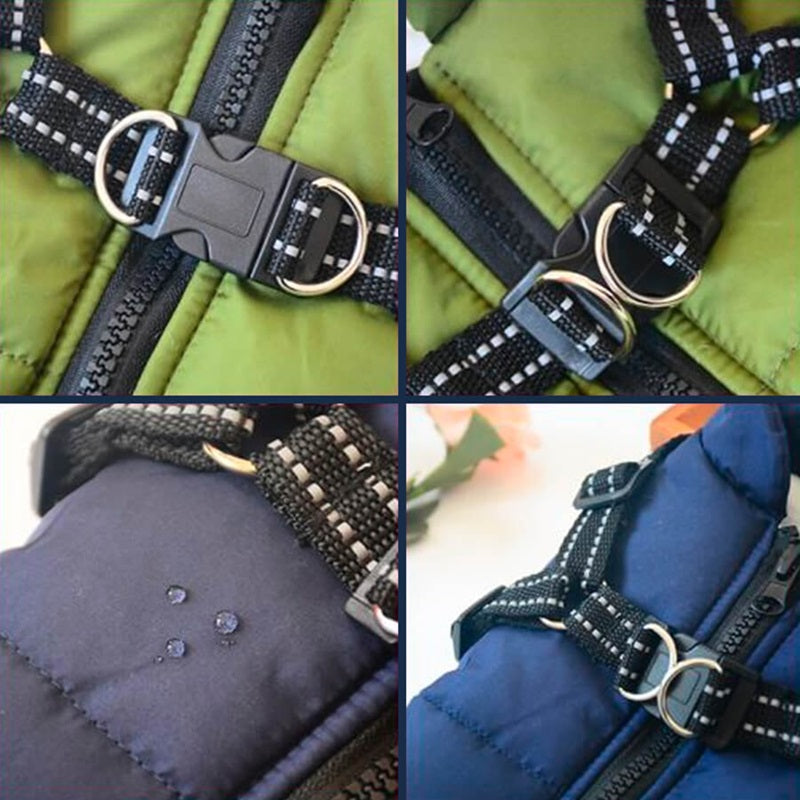Dog Jacket Waterproof Winter with Reflective Built-In Harness
