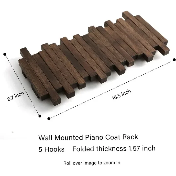 Wood Coat Hook Rack Natural Material Wall Mounted