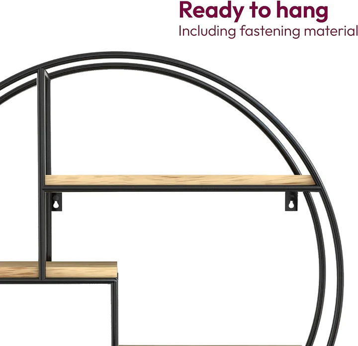 Industrial Round Wall Shelf Metal Minimalist Design