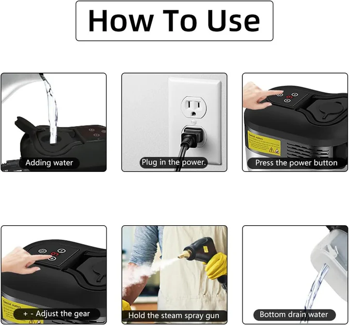 High Pressure Steam Cleaner 2500W with Protective Gloves
