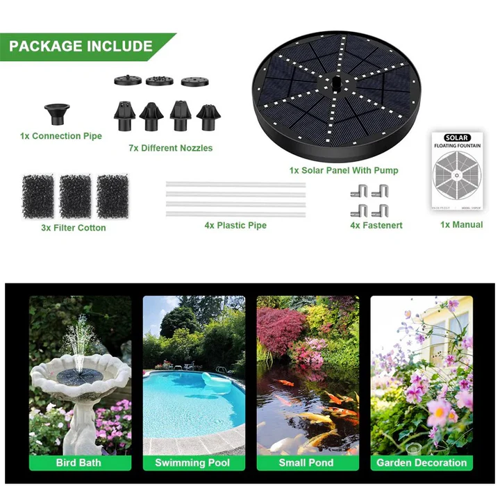 Outdoor Solar Fountain with LED Lights