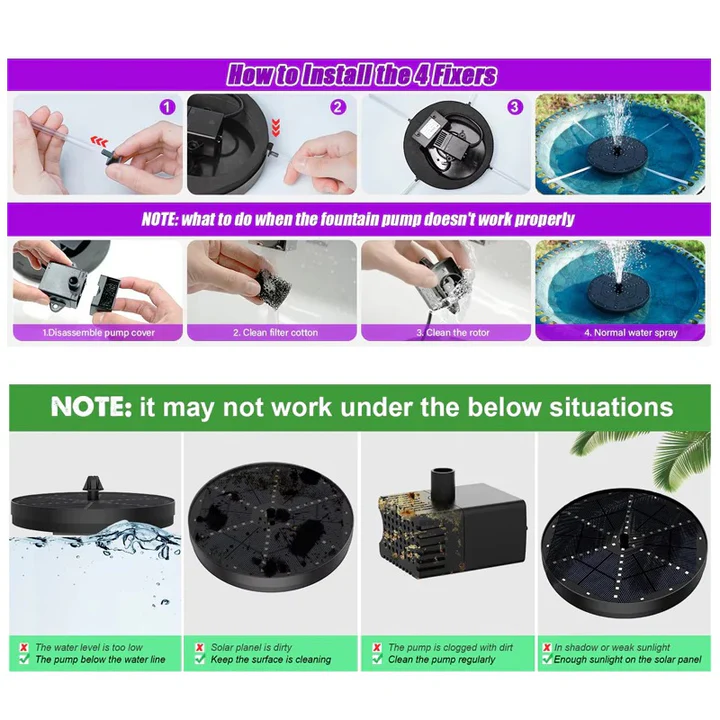 Outdoor Solar Fountain with LED Lights
