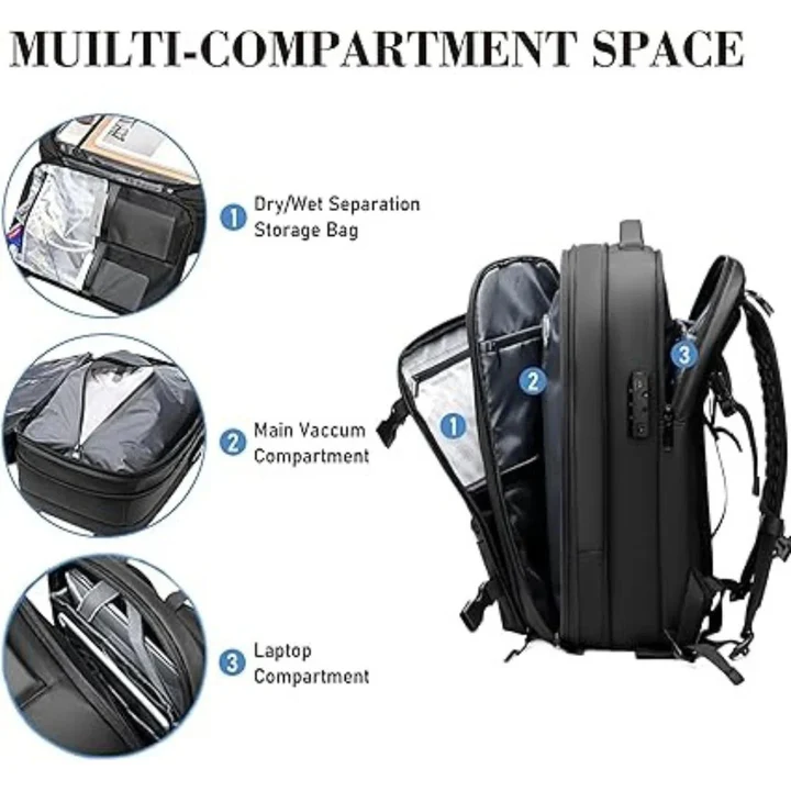Vacuum Compression Travel Backpack Lightweight Durable