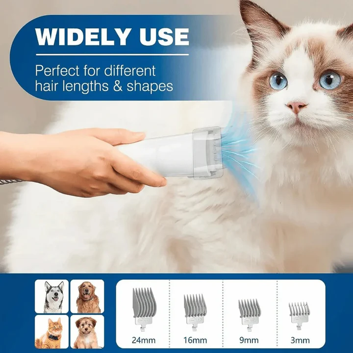 Pet Grooming Vacuum with Hair Clippers and Brush Low-Noise