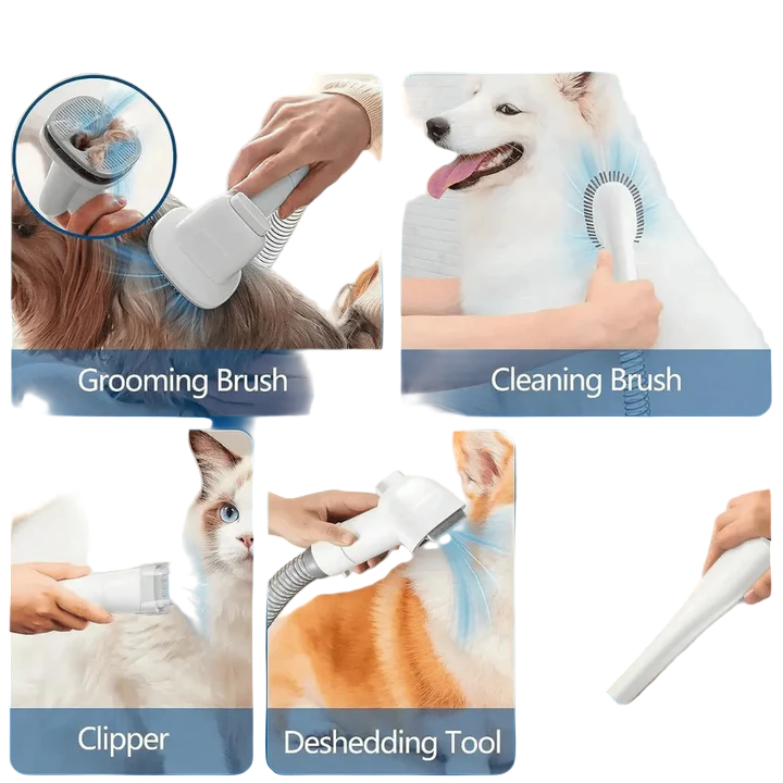 Pet Grooming Vacuum with Hair Clippers and Brush Low-Noise