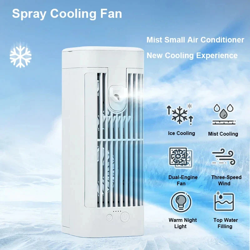 Portable Mini Air Conditioner Desk Fan with Spray Cooling