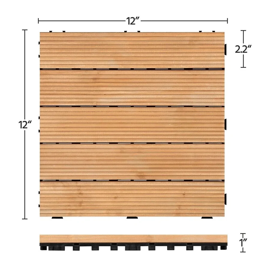 Outdoor Patio Deck Tiles Wood Interlocking Set Pieces