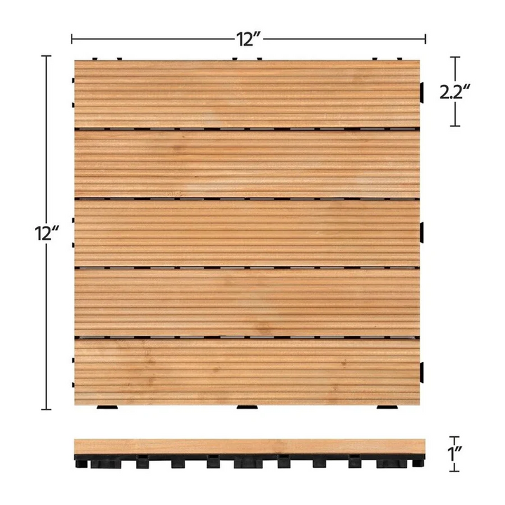 Outdoor Patio Deck Tiles Wood Interlocking Set Pieces