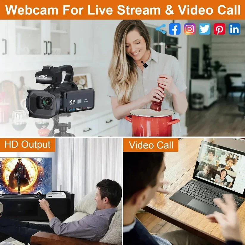 4K UHD Camcorder with 18X Zoom and Rotating Touchscreen