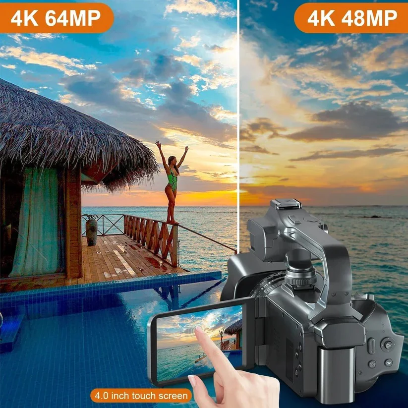 4K UHD Camcorder with 18X Zoom and Rotating Touchscreen