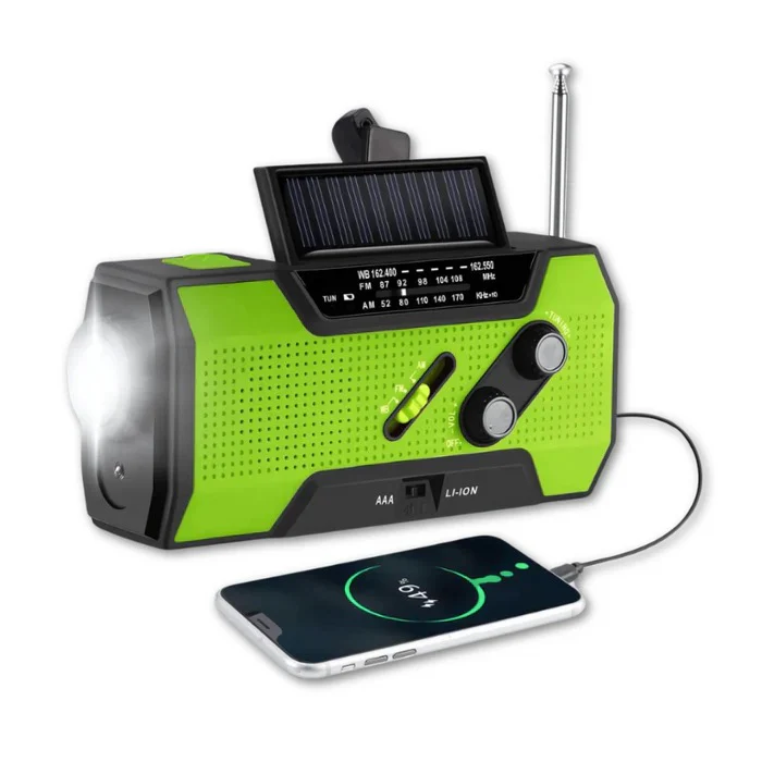Multi-Function Emergency Radio with Flashlight and Phone Charging - Lenila