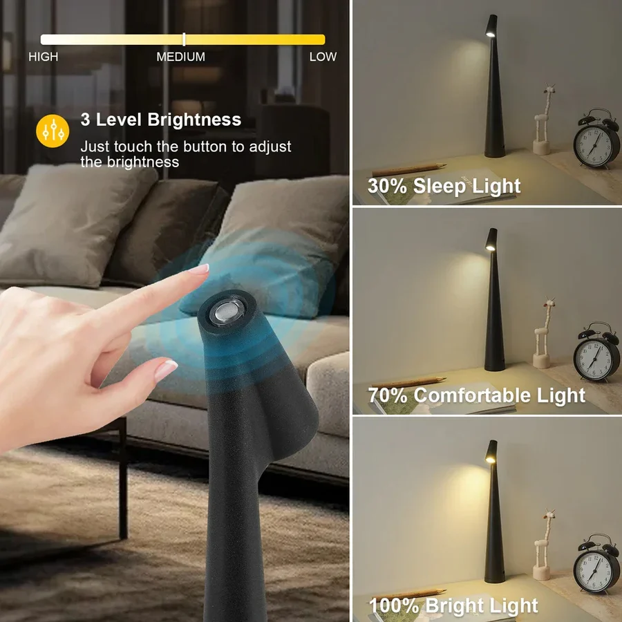 Touch Control Reading Lamp with Tri-Color Dimming