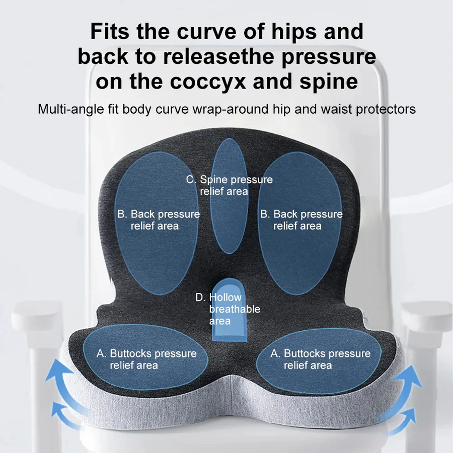 Memory Foam Lumbar Support Pillow Seat Cushion