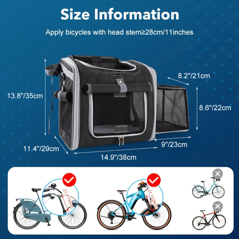 Expandable Pet Bike Basket Durable Mesh Design