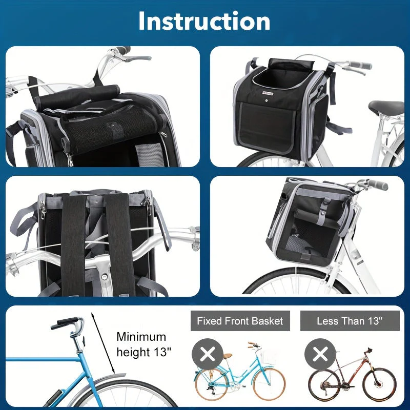 Expandable Pet Bike Basket Durable Mesh Design