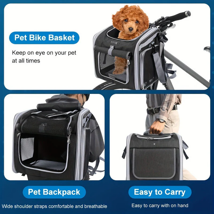 Expandable Pet Bike Basket Durable Mesh Design