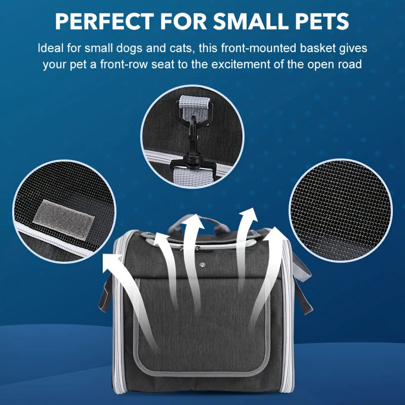 Expandable Pet Bike Basket Durable Mesh Design