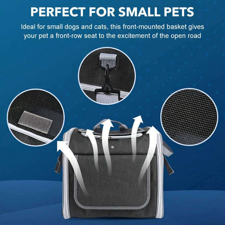 Expandable Pet Bike Basket Durable Mesh Design