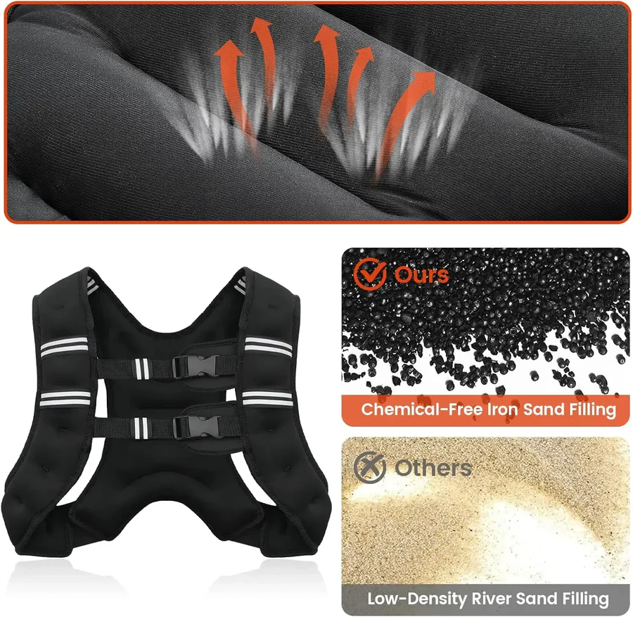 Adjustable Weighted Vest Reflective Stripes