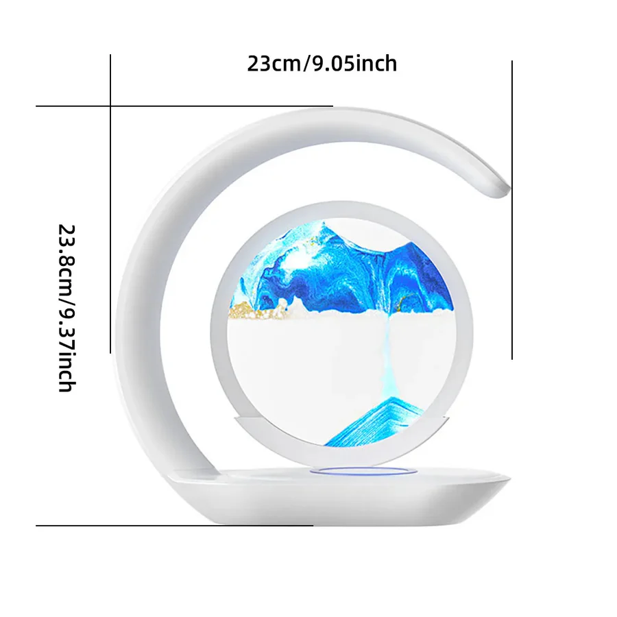 3D Sand Art Table Lamp with Wireless Charging Feature