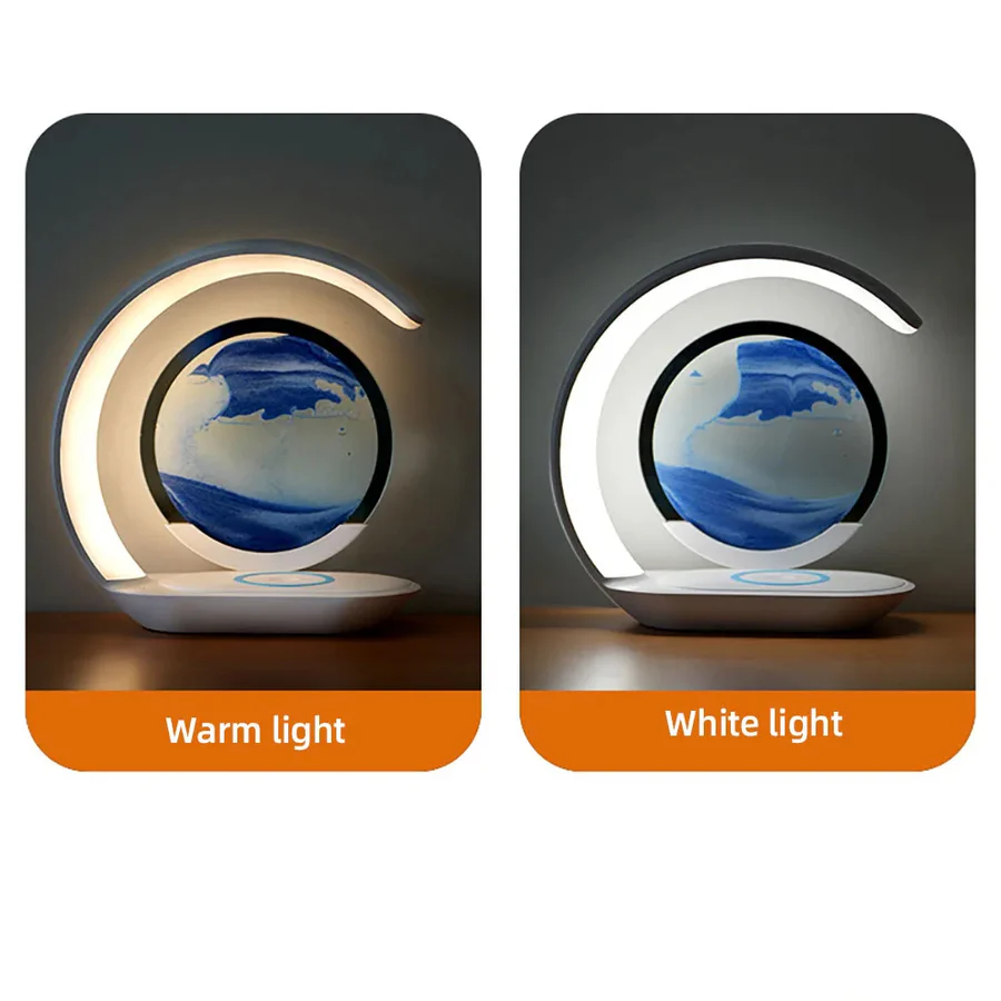 3D Sand Art Table Lamp with Wireless Charging Feature
