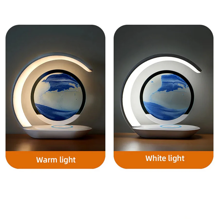 3D Sand Art Table Lamp with Wireless Charging Feature