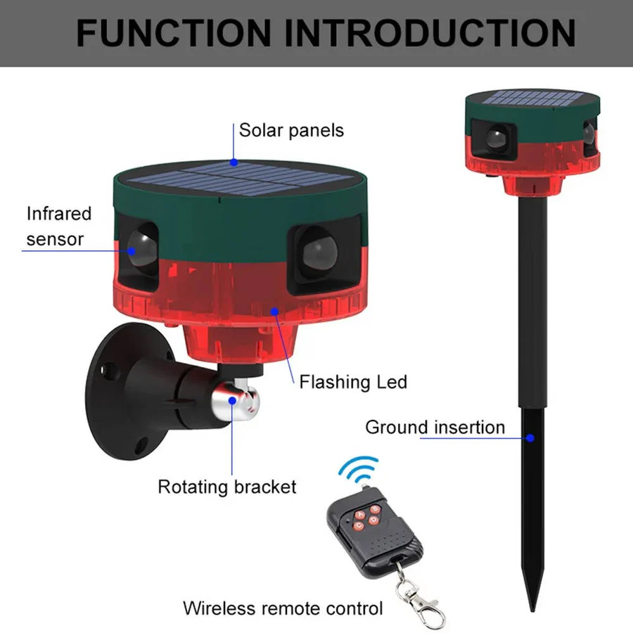 Outdoor Animal Repellent Device Ultrasonic Pest Control