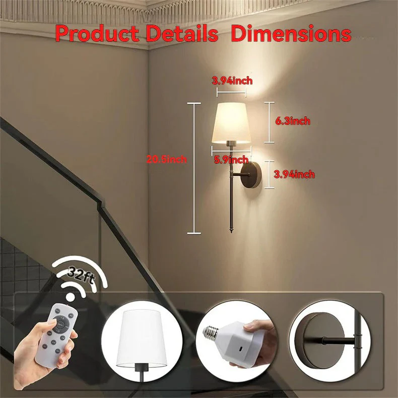 Wireless Wall Lights Set with Battery Operated Feature