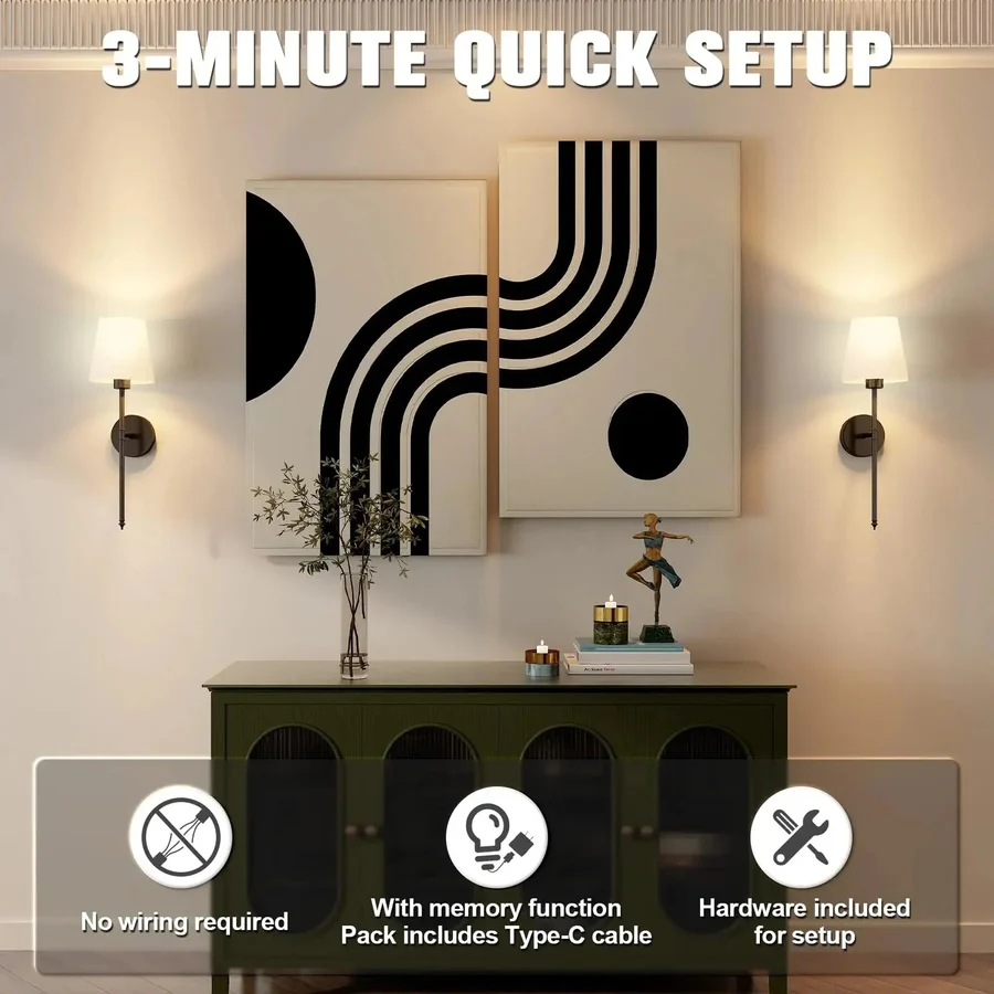 Wireless Wall Lights Set with Battery Operated Feature
