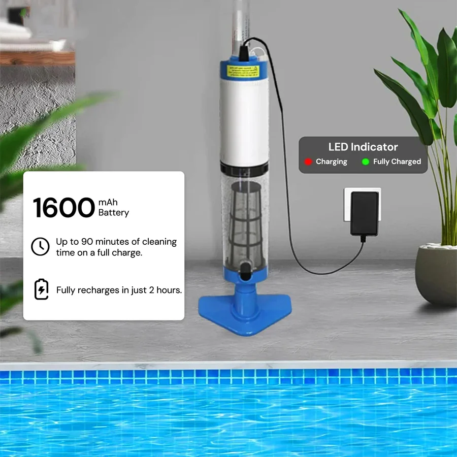 Cordless Pool Cleaner Rechargeable with Interchangeable Heads